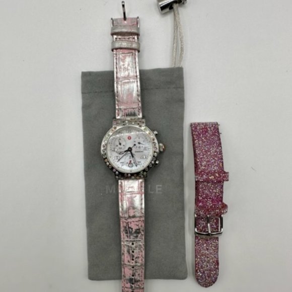 Michele Fleur Diamond Steel MOP Dial Ladies Quartz Watch MW04A13 (AUTHENTIC) - Picture 9 of 10